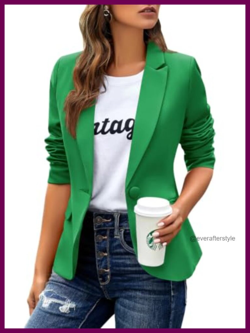 Women's Business Casual Blazer Notched Lapel Suit Jacket Work